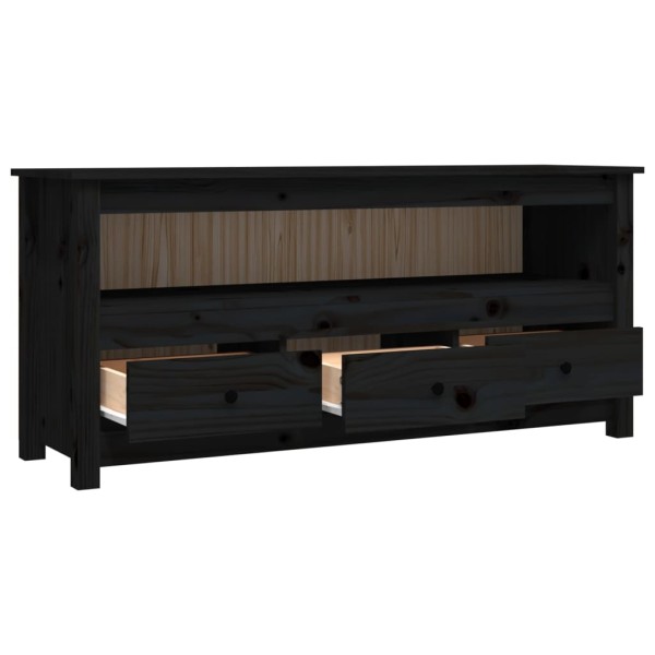 Mueble de TV de madera maciza de pino negro 114x35x52 cm