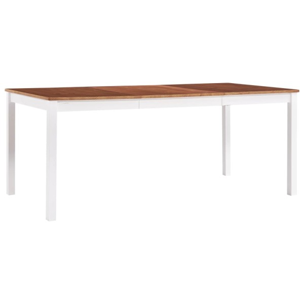 Mesa de comedor de madera de pino blanco y marrón 180x90x73 cm