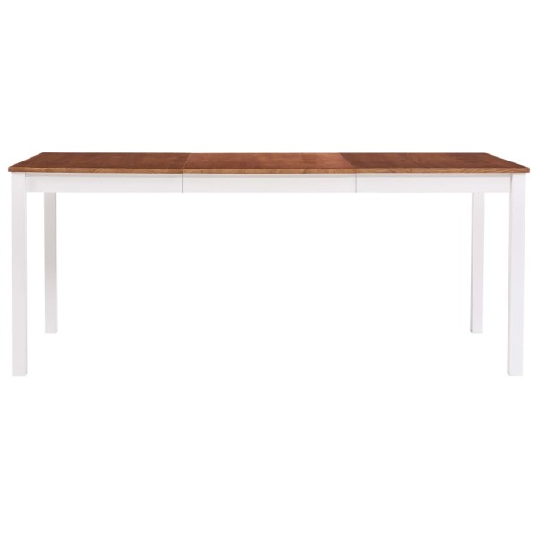 Mesa de comedor de madera de pino blanco y marrón 180x90x73 cm