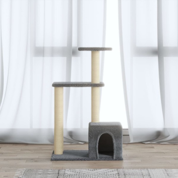 Rascador para gatos con postes de sisal gris claro 71 cm