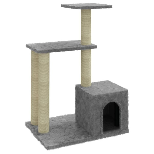 Rascador para gatos con postes de sisal gris claro 71 cm