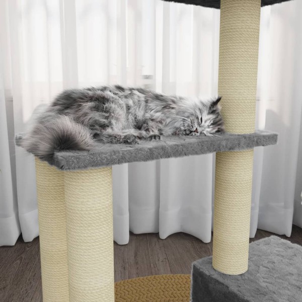 Rascador para gatos con postes de sisal gris claro 71 cm