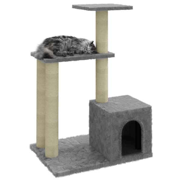 Rascador para gatos con postes de sisal gris claro 71 cm