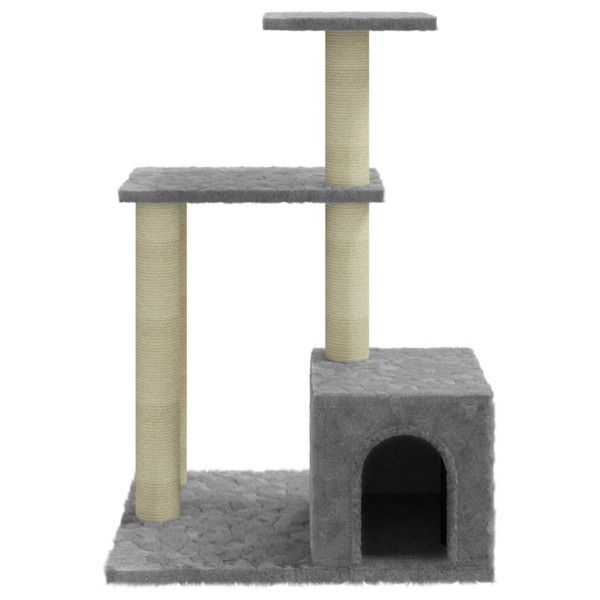 Rascador para gatos con postes de sisal gris claro 71 cm