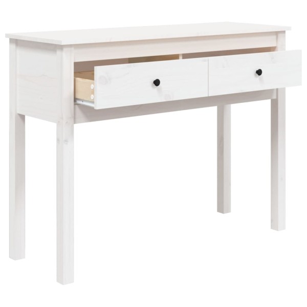 Mesa consola de madera maciza de pino blanco 100x35x75 cm