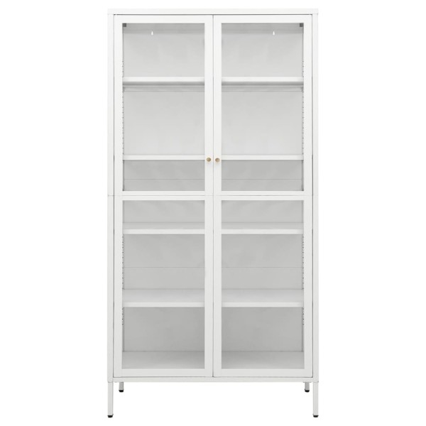 Vitrina de acero y vidrio templado blanca 90x40x180 cm