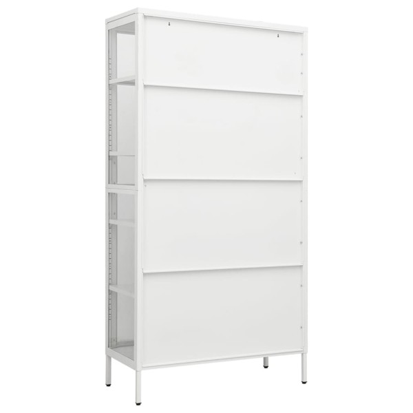 Vitrina de acero y vidrio templado blanca 90x40x180 cm