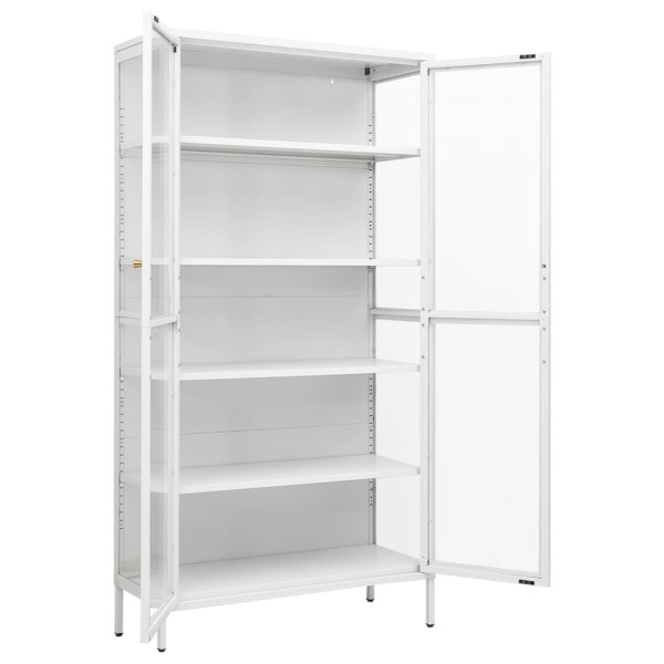 Vitrina de acero y vidrio templado blanca 90x40x180 cm