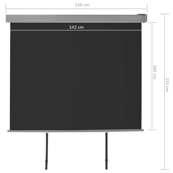 Toldo lateral de balcón multifuncional 150x200 cm negro