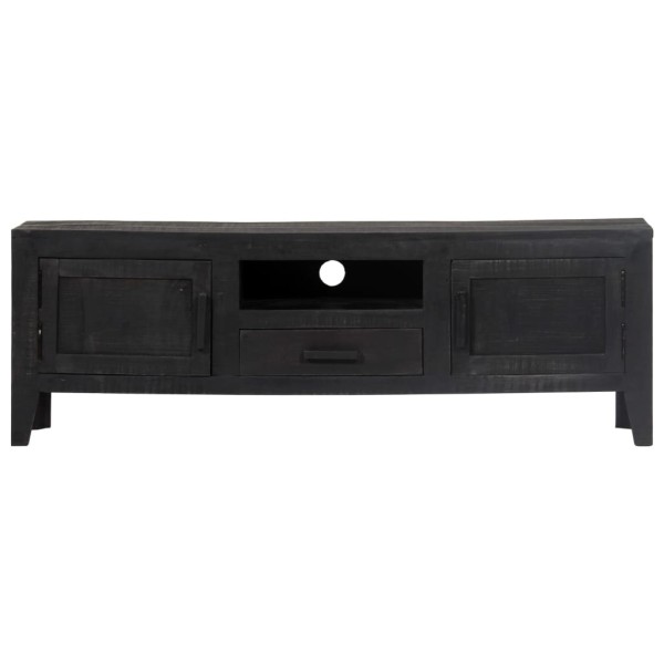 Mueble para TV de madera maciza de mango negro 118x30x40 cm