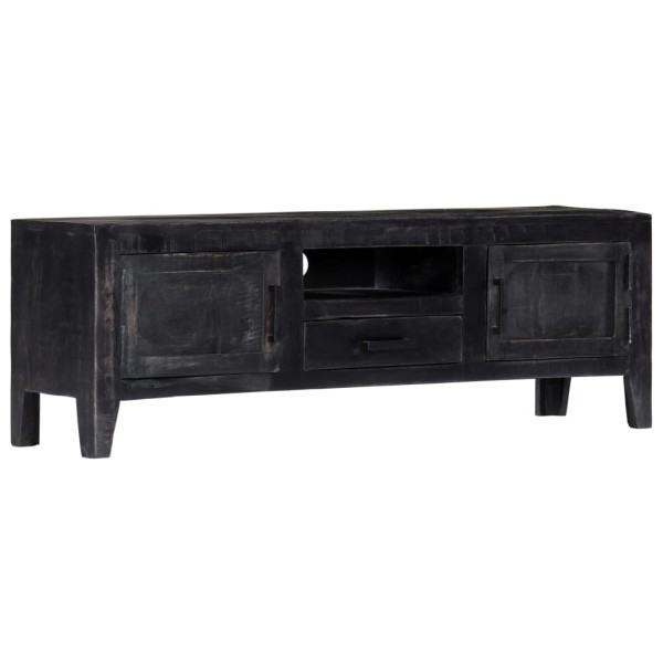 Mueble para TV de madera maciza de mango negro 118x30x40 cm