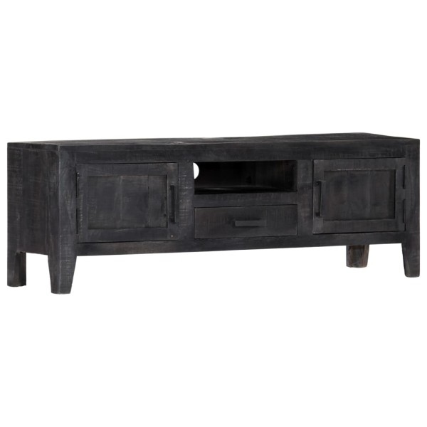 Mueble para TV de madera maciza de mango negro 118x30x40 cm