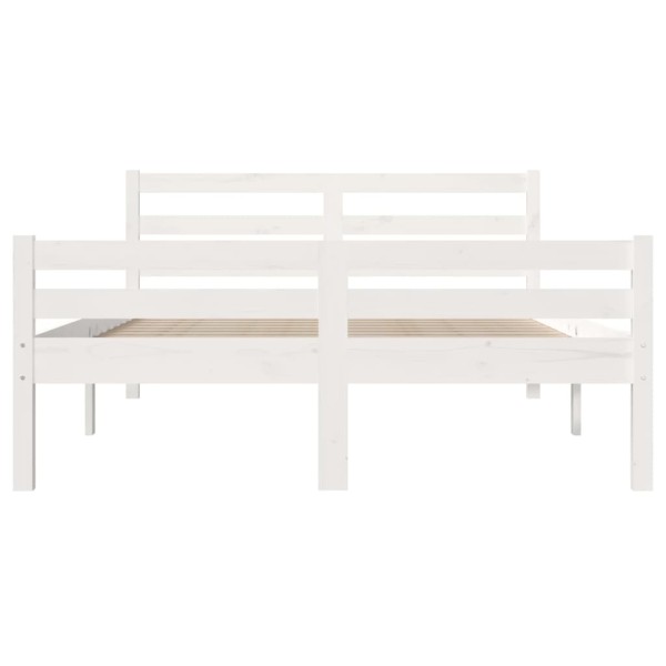 Estructura cama doble pequeña madera maciza blanco 120x190 cm