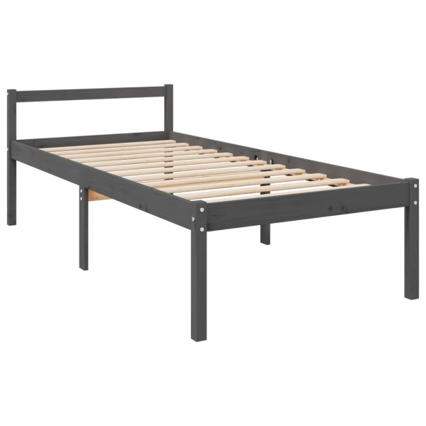 Cama para personas mayores madera maciza pino gris 100x200 cm