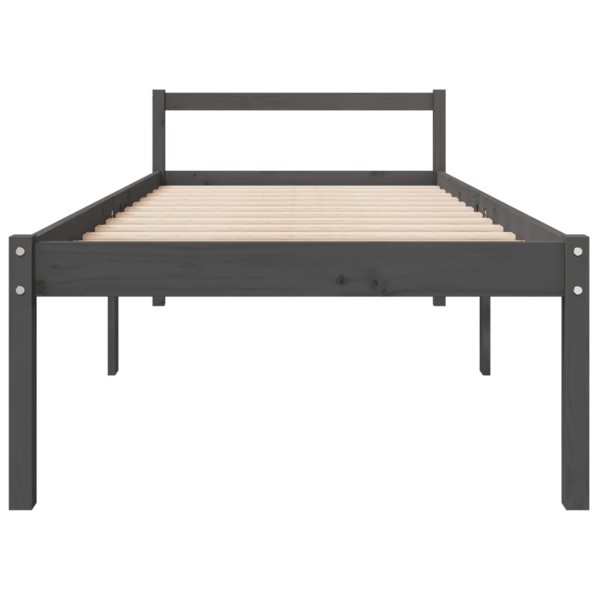 Cama para personas mayores madera maciza pino gris 100x200 cm