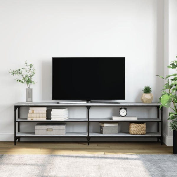 Mueble TV metal y madera contrachapada gris Sonoma 180x30x50 cm