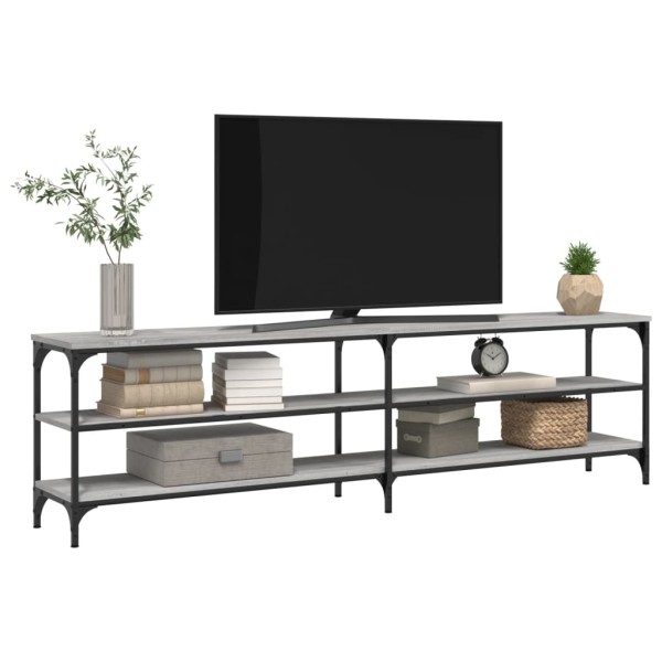 Mueble TV metal y madera contrachapada gris Sonoma 180x30x50 cm