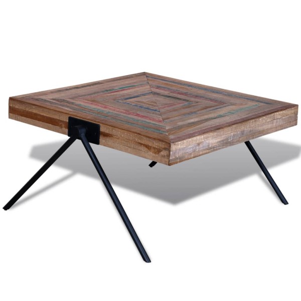 Mesa de centro con patas en forma de V madera de teca reciclada