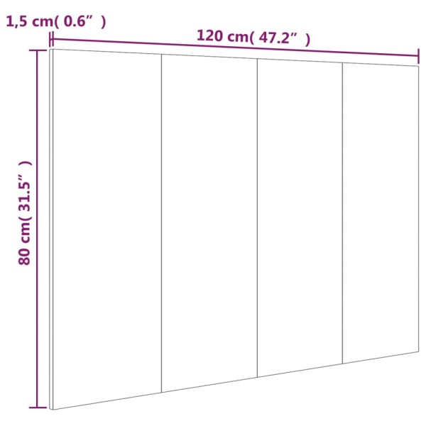 Cabecero de cama madera contrachapada gris 120x1,5x80 cm