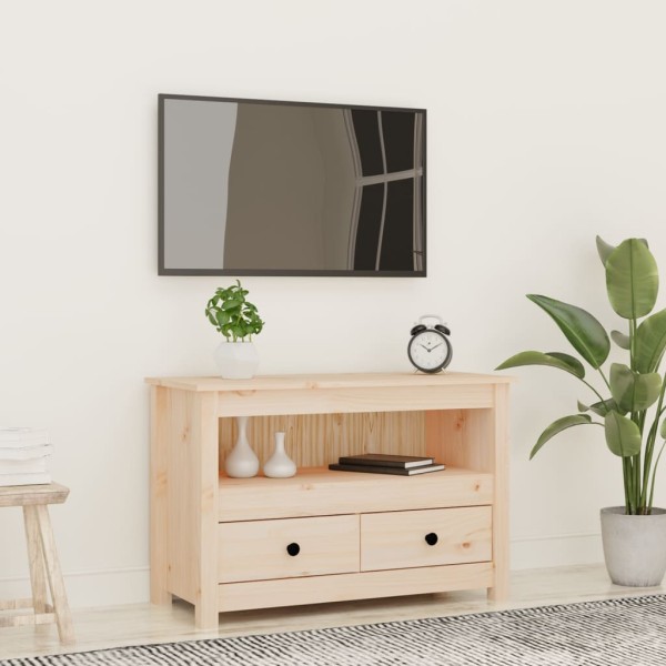 Mueble de TV de madera maciza de pino 79x35x52 cm