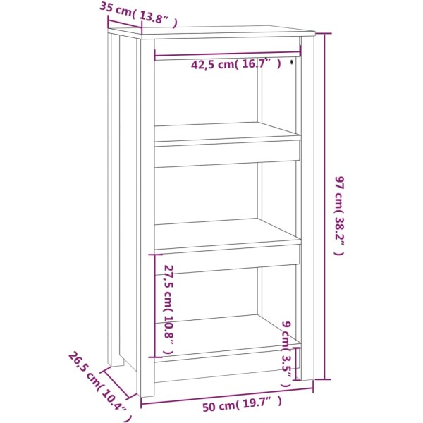 Estantería madera maciza de pino marrón miel 50x35x97 cm