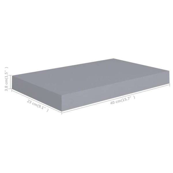 Estantes flotantes de pared 2 uds MDF gris 40x23x3,8 cm