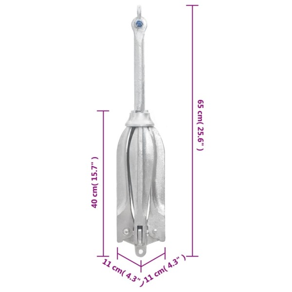 Ancla plegable hierro maleable plateado 10 kg