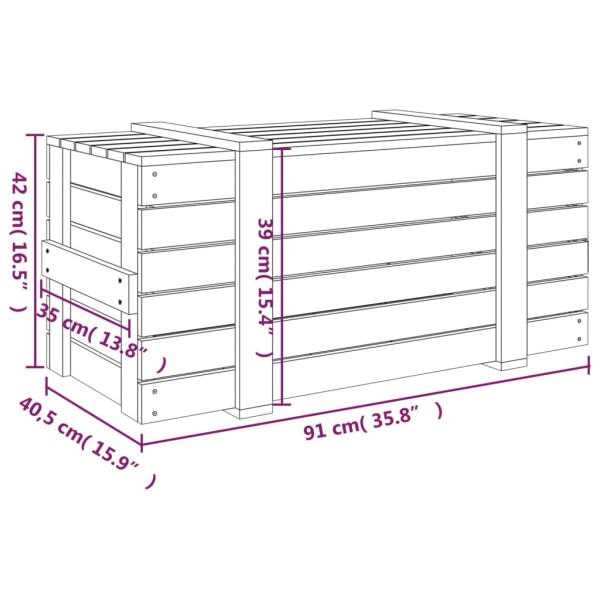 Caja de almacenaje madera maciza de pino 91x40,5x42 cm