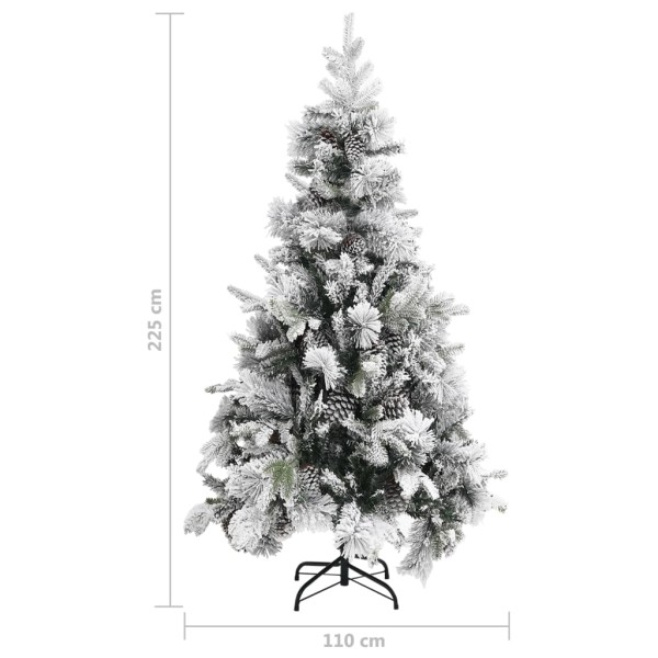 Árbol de Navidad con nieve flocada y piñas PVC y PE 225 cm