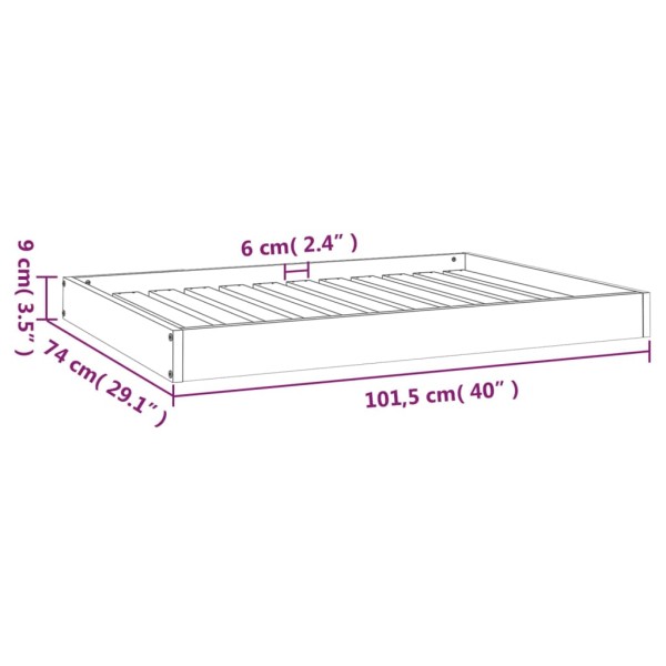 Cama para perros madera maciza de pino 101,5x74x9 cm