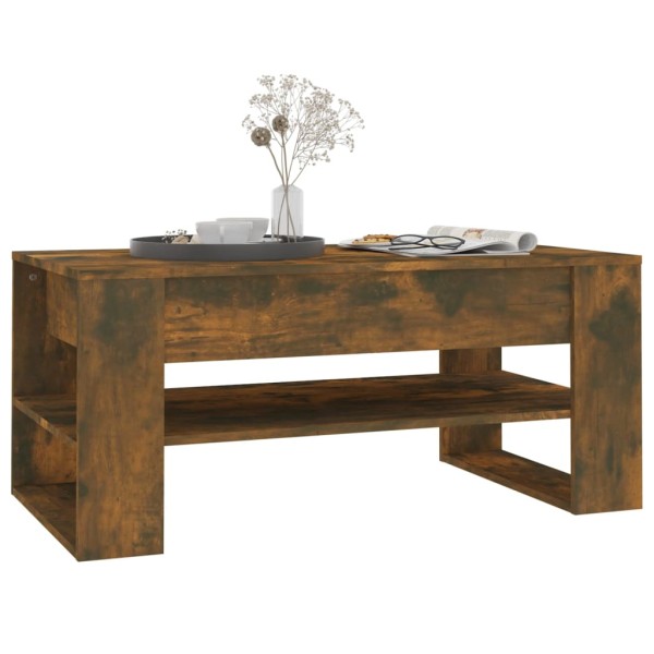 Mesa de centro madera contrachapada roble ahumado 102x55x45 cm