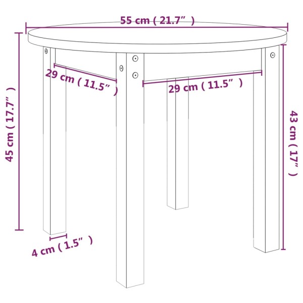 Mesa de centro de madera maciza de pino negro Ø 55x45 cm