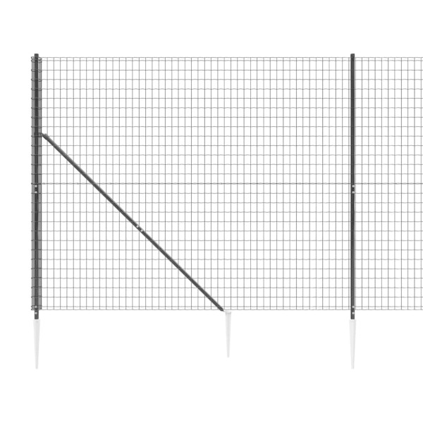 Cerca de alambre con pinchos de anclaje gris antracita 1,4x10 m