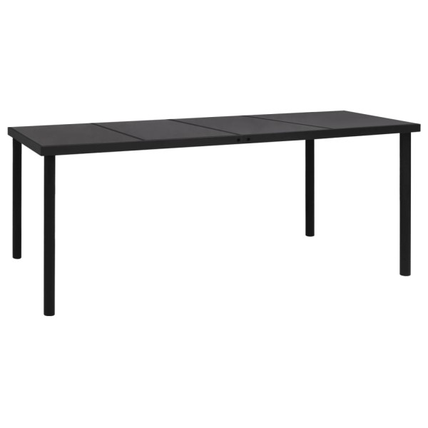 Mesa de jardín de acero negra 190x90x74 cm