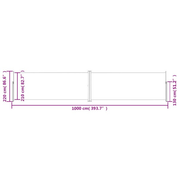 Toldo lateral retráctil marrón 220x1000 cm