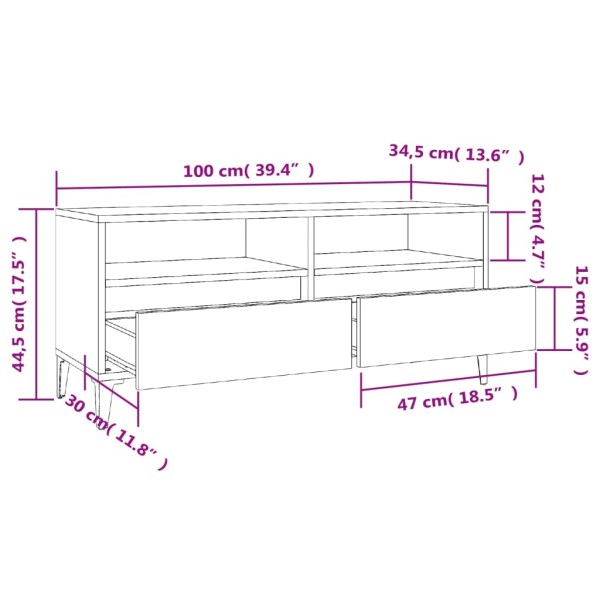 Mueble de TV madera contrachapada roble Sonoma 100x34,5x44,5 cm