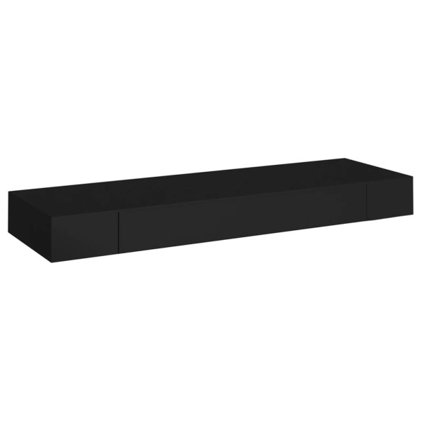 Estante flotante de pared con cajón negro 80x25x8 cm