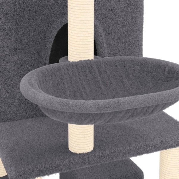 Rascador para gatos con postes de sisal gris oscuro 180 cm