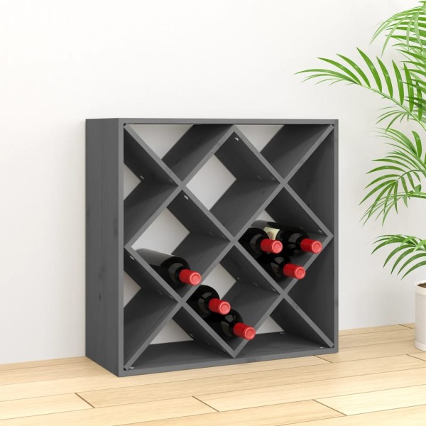 Botellero de madera maciza de pino gris 62x25x62 cm