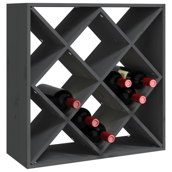 Botellero de madera maciza de pino gris 62x25x62 cm