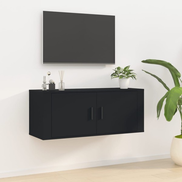 Mueble para TV de pared negro 100x34,5x40 cm