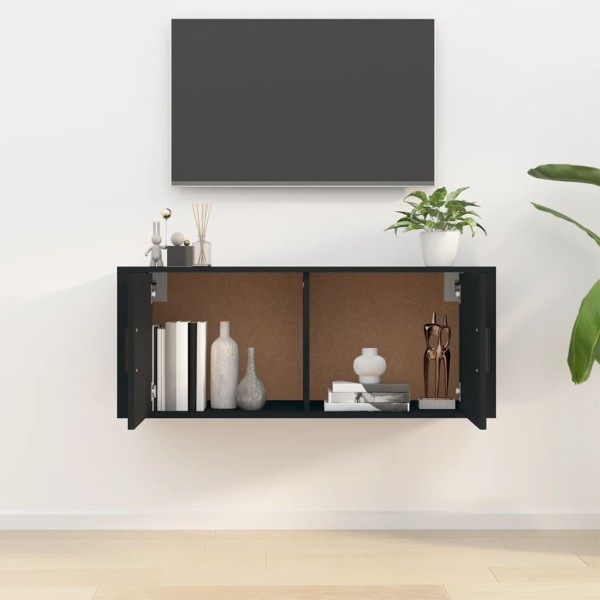 Mueble para TV de pared negro 100x34,5x40 cm