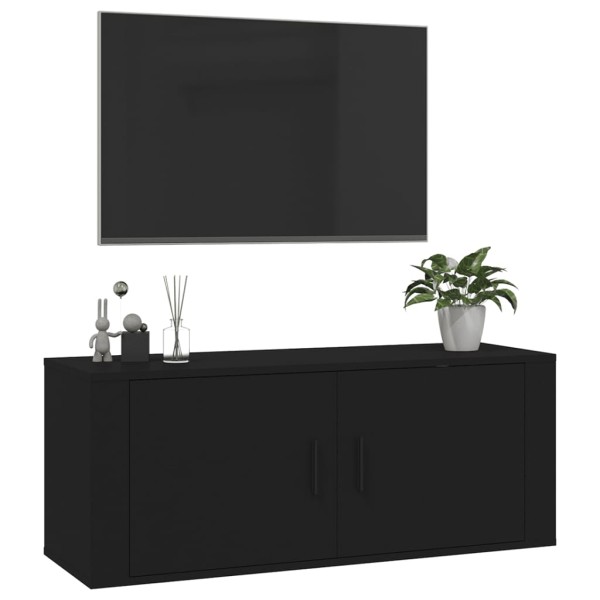 Mueble para TV de pared negro 100x34,5x40 cm