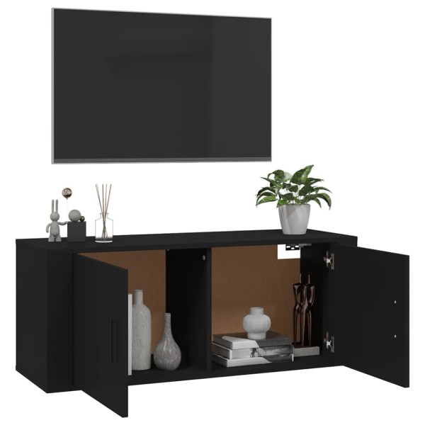 Mueble para TV de pared negro 100x34,5x40 cm