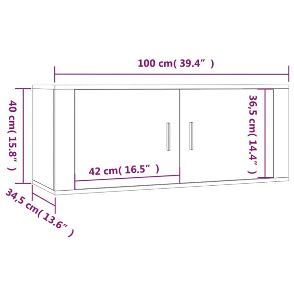 Mueble para TV de pared negro 100x34,5x40 cm