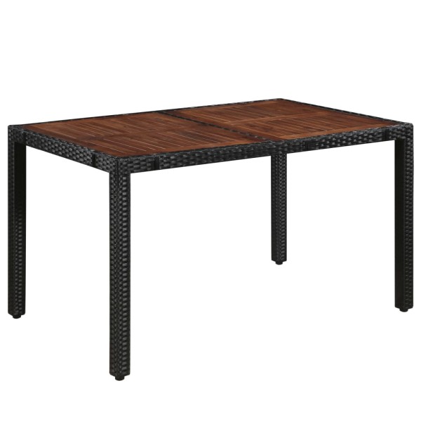 Set comedor jardín 7 pzas ratán sintético y madera acacia negro