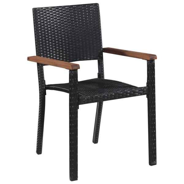 Set comedor jardín 7 pzas ratán sintético y madera acacia negro