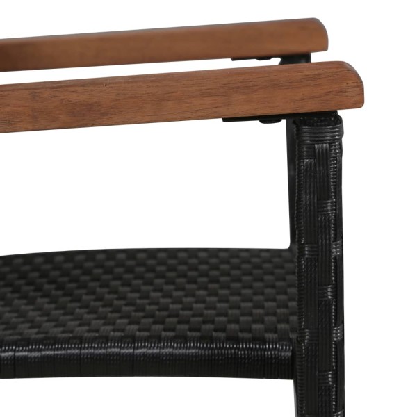 Set comedor jardín 7 pzas ratán sintético y madera acacia negro