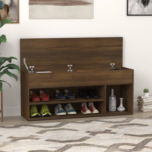 Banco zapatero madera contrachapada roble marrón 105x30x45 cm