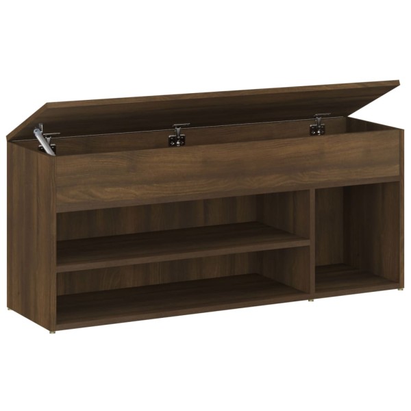 Banco zapatero madera contrachapada roble marrón 105x30x45 cm